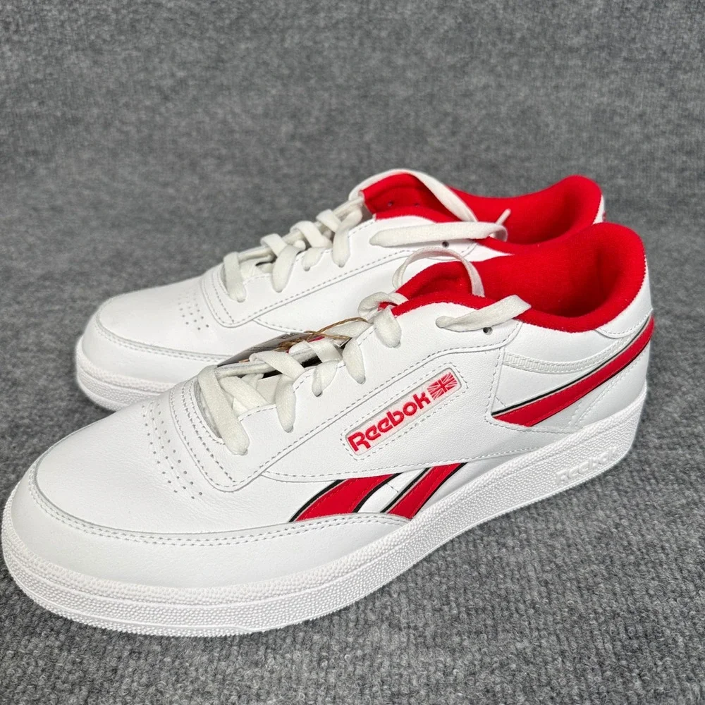 Rebook Mens Size 11.5 Sneakers Shoes White Red Club C Revenge Tennis Lace Up - Picture 3 of 7